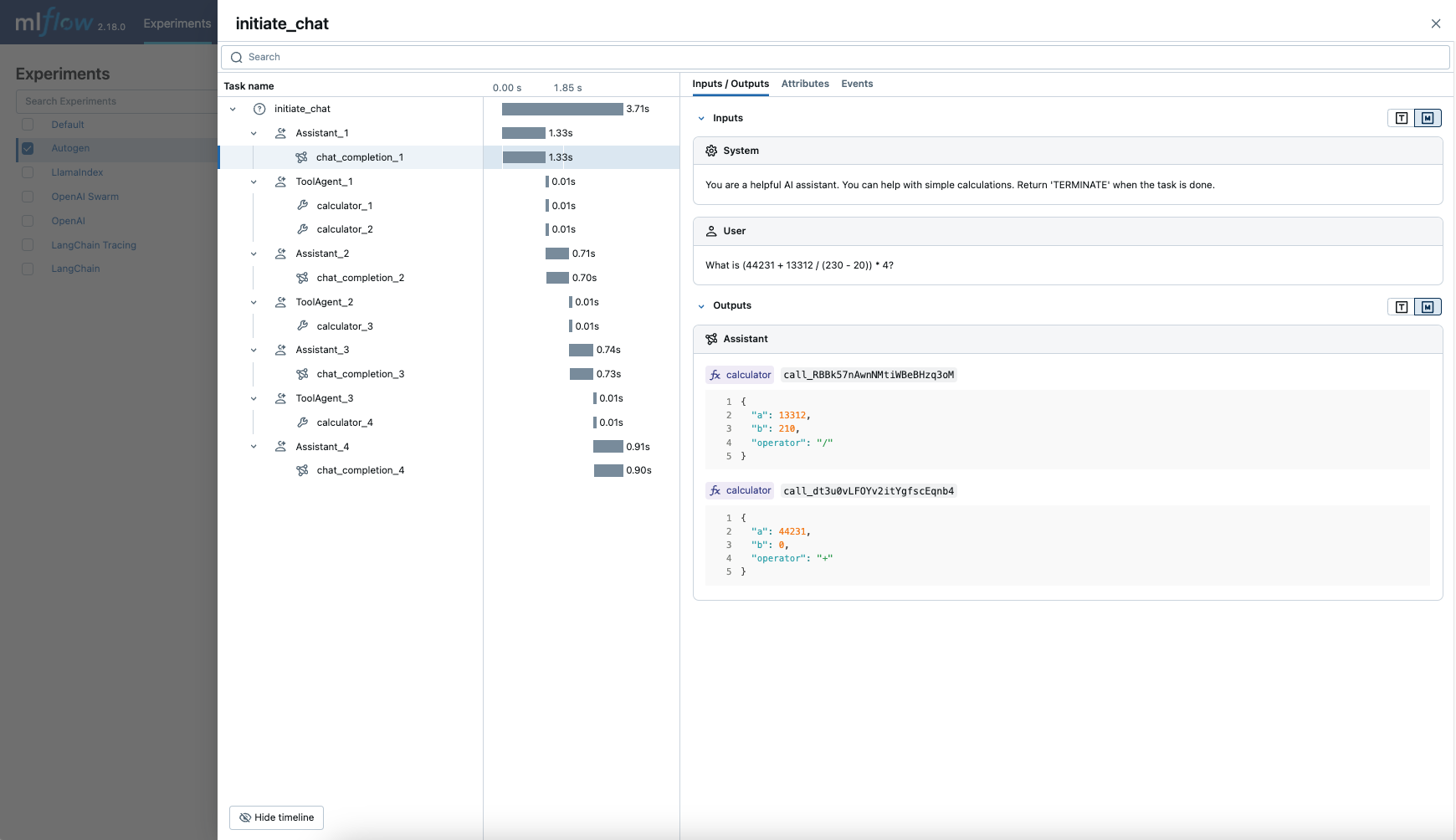 AutoGen Tracing via autolog