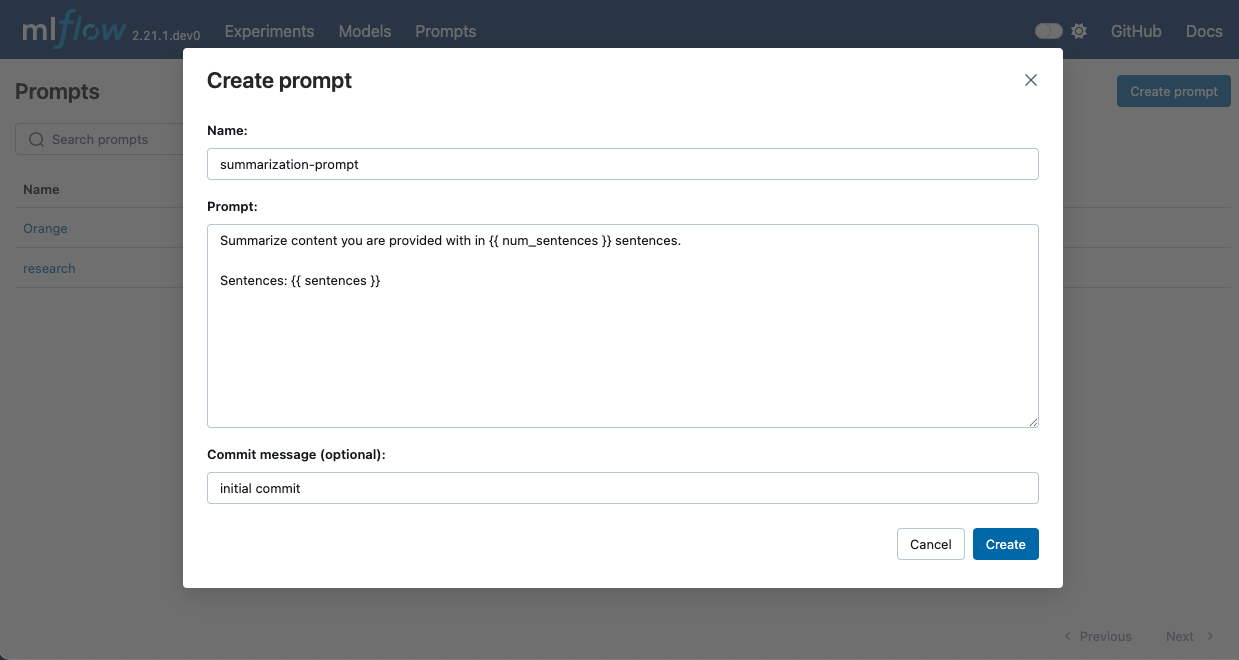Create Prompt UI