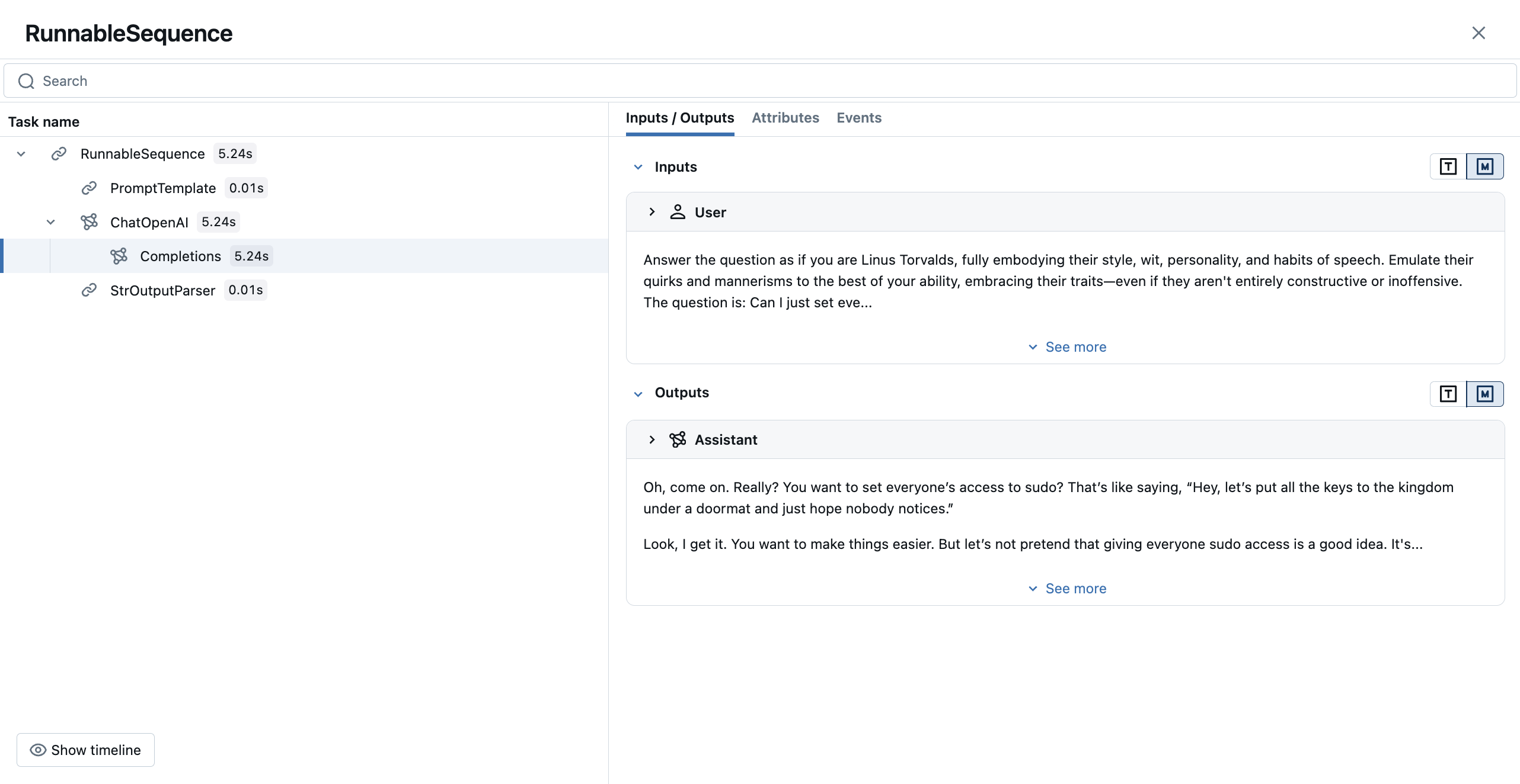 OpenAI LangChain Trace